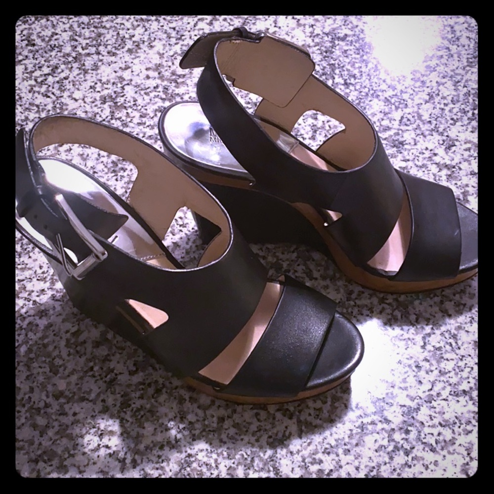 Michael Kors MK Sexy Black Wedge Sandal Shoes